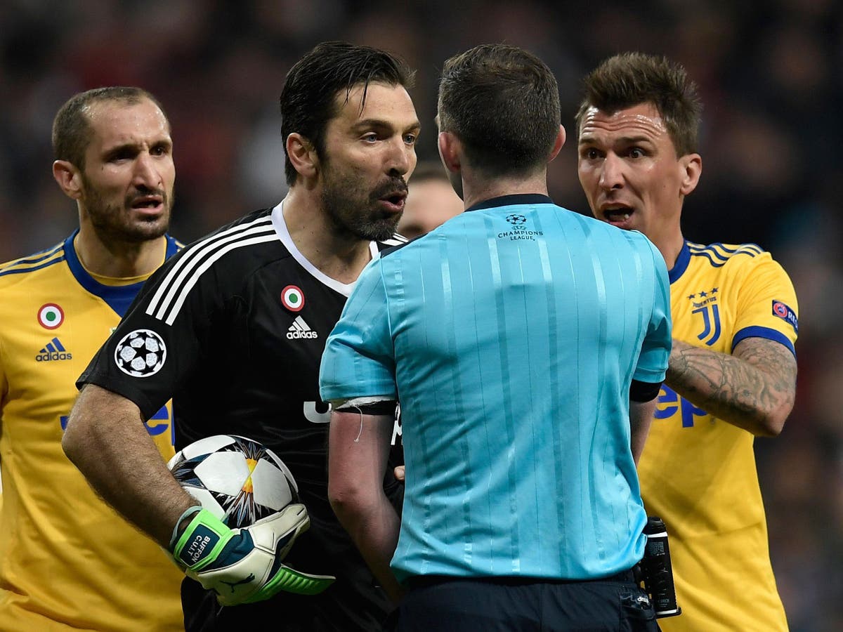 Gianluigi Buffon's card rant in Juventus furious with referee after Real Madrid loss | The Independent | The Independent