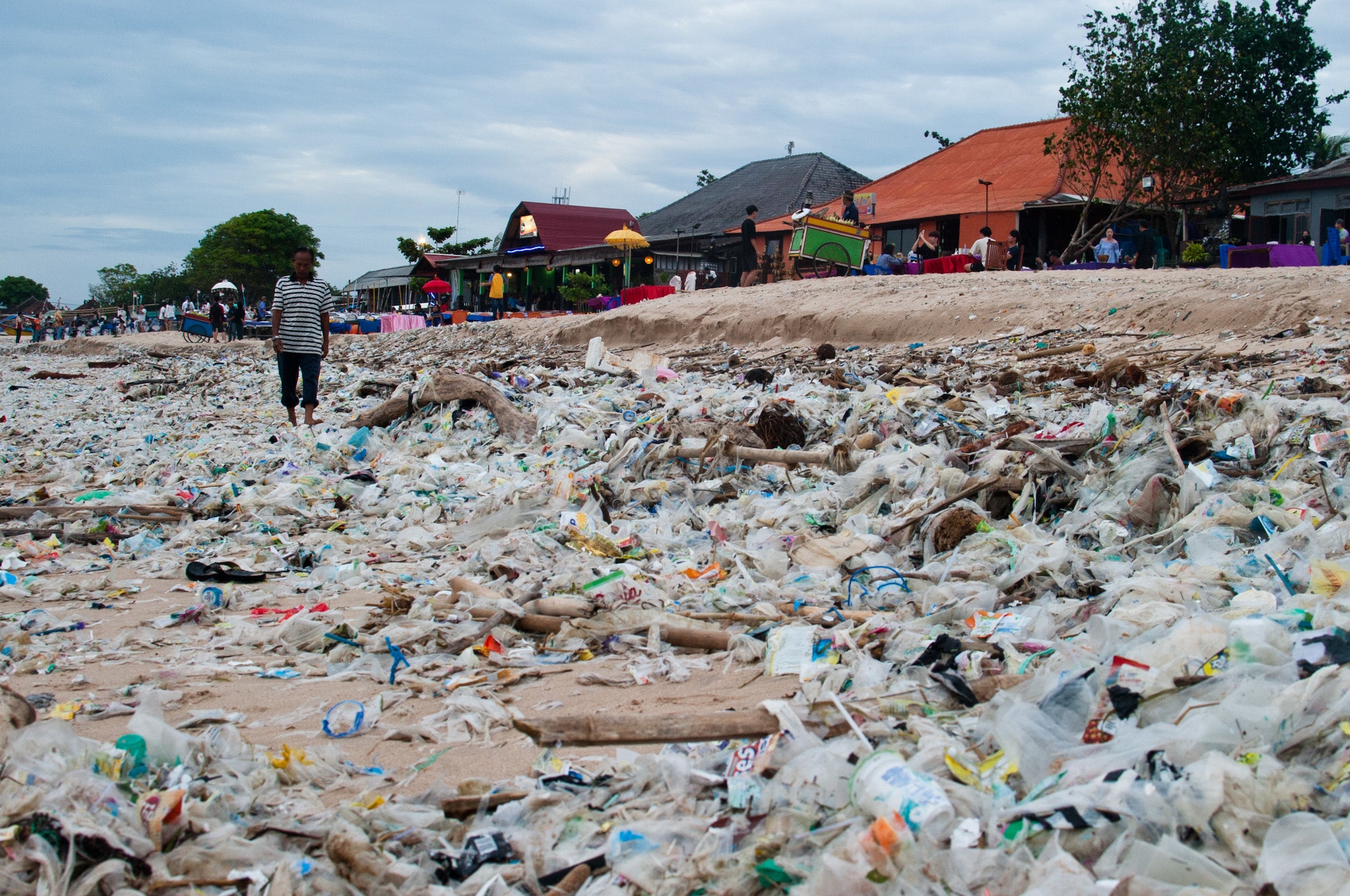 Rubbish washed up on Kedonganan Beach in Bali, Indonesia. By 2050 our oceans are expected to contain more plastics than fish