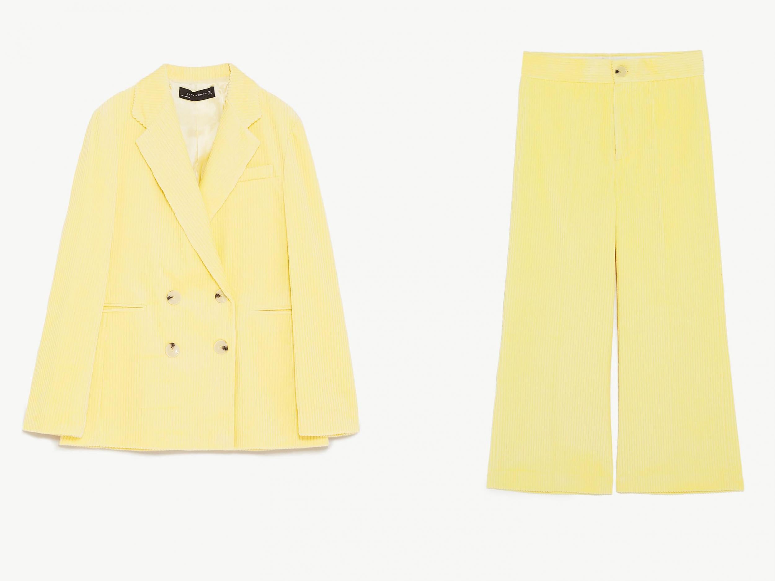 Double-Breasted Corduroy Blazer, £79.99, Corduroy Culottes, £39.99, Zara