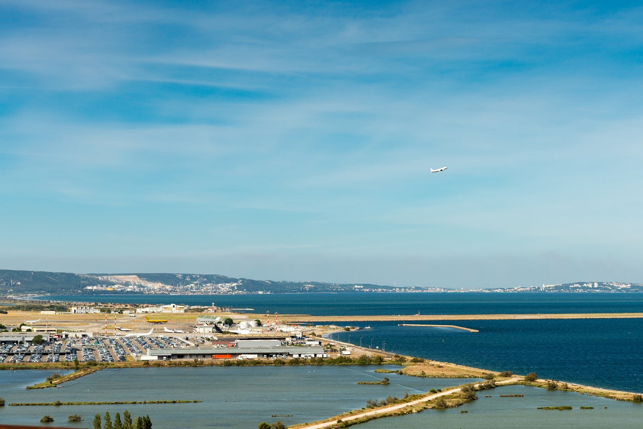 Marseille’s runway dips into a lagoon (Getty/iStockphoto)