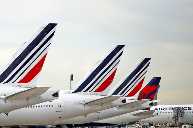 Air France planes parked on the tarmac at Paris Charles de Gaulle airport