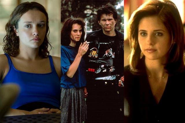 From left: Olivia Cooke in ‘Thoroughbreds’; Winona Ryder and Christian Slater in ‘Heathers’; and Sarah Michelle Gellar in ‘Cruel Intentions’