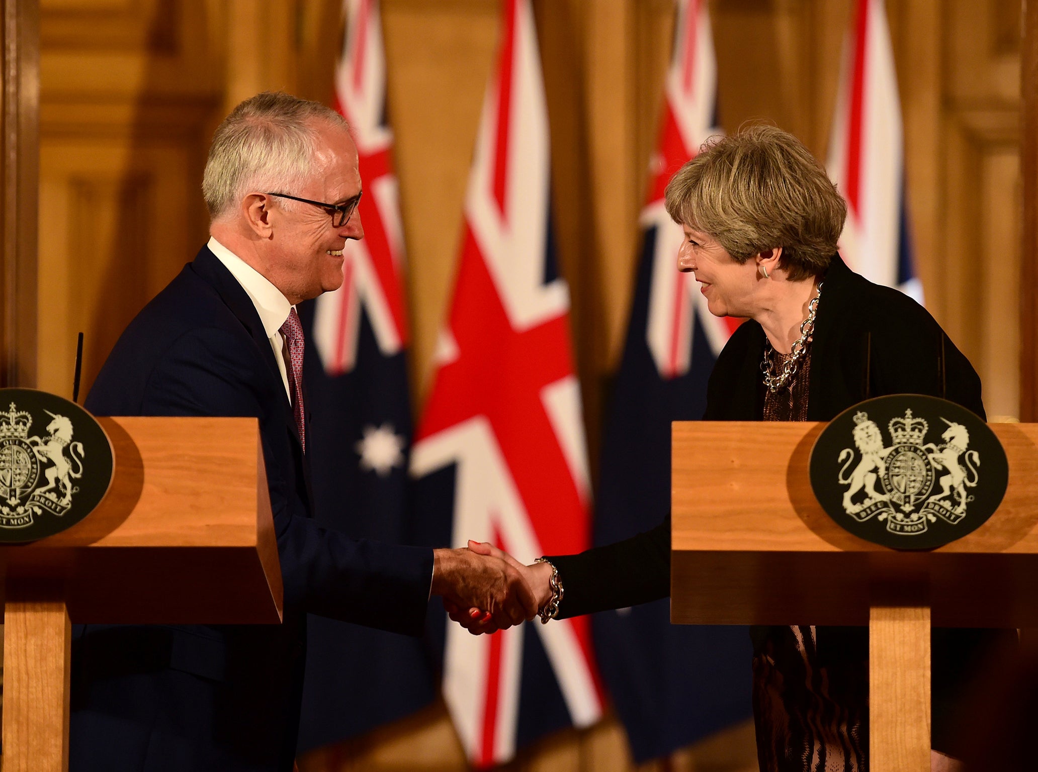 May gladhands Turnbull at Downing Street