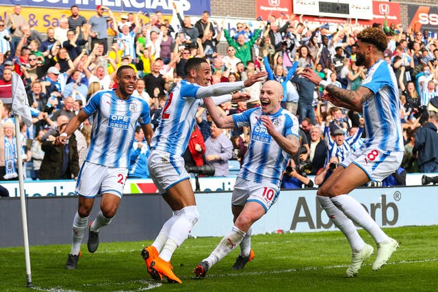 Huddersfield celebrate their last gasp win
