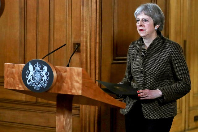 Prime Minister Theresa May speaks about the UK's air strike on Syria