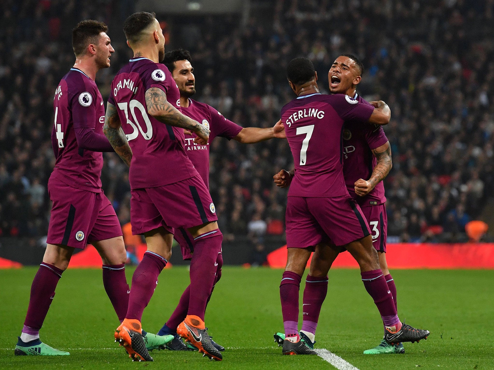 Gabriel Jesus celebrates giving Manchester City an earlier lead