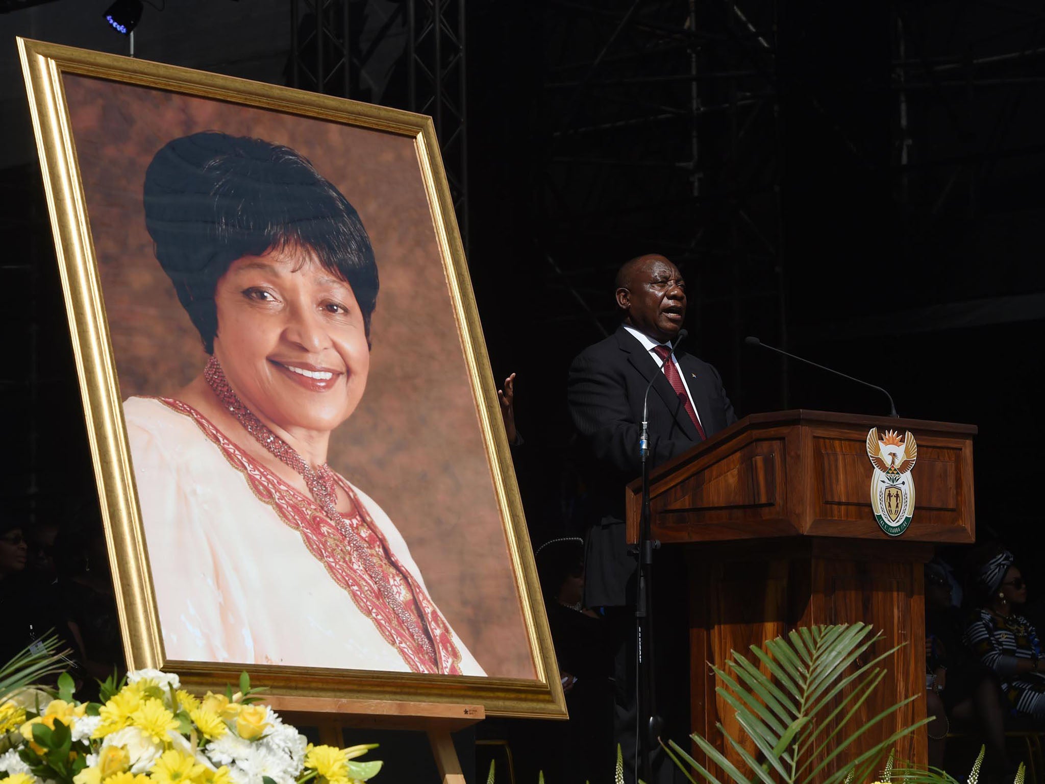 South African president Cyril Ramaphosa delivers the Eulogy at Winnie Madikizela-Mandela’s funeral