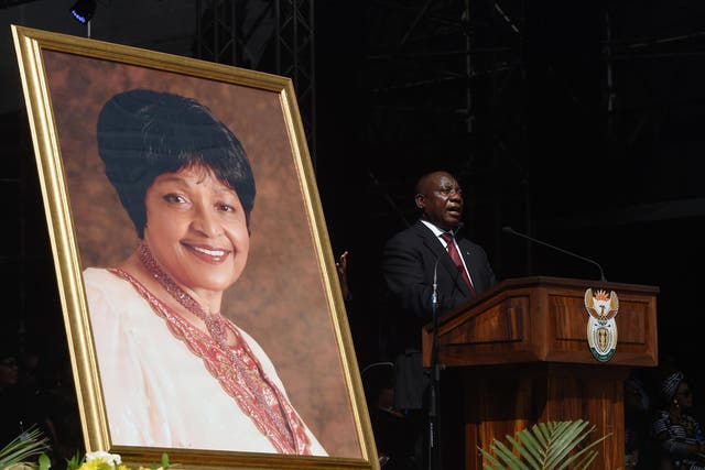 South African president Cyril Ramaphosa delivers the Eulogy at Winnie Madikizela-Mandela’s funeral