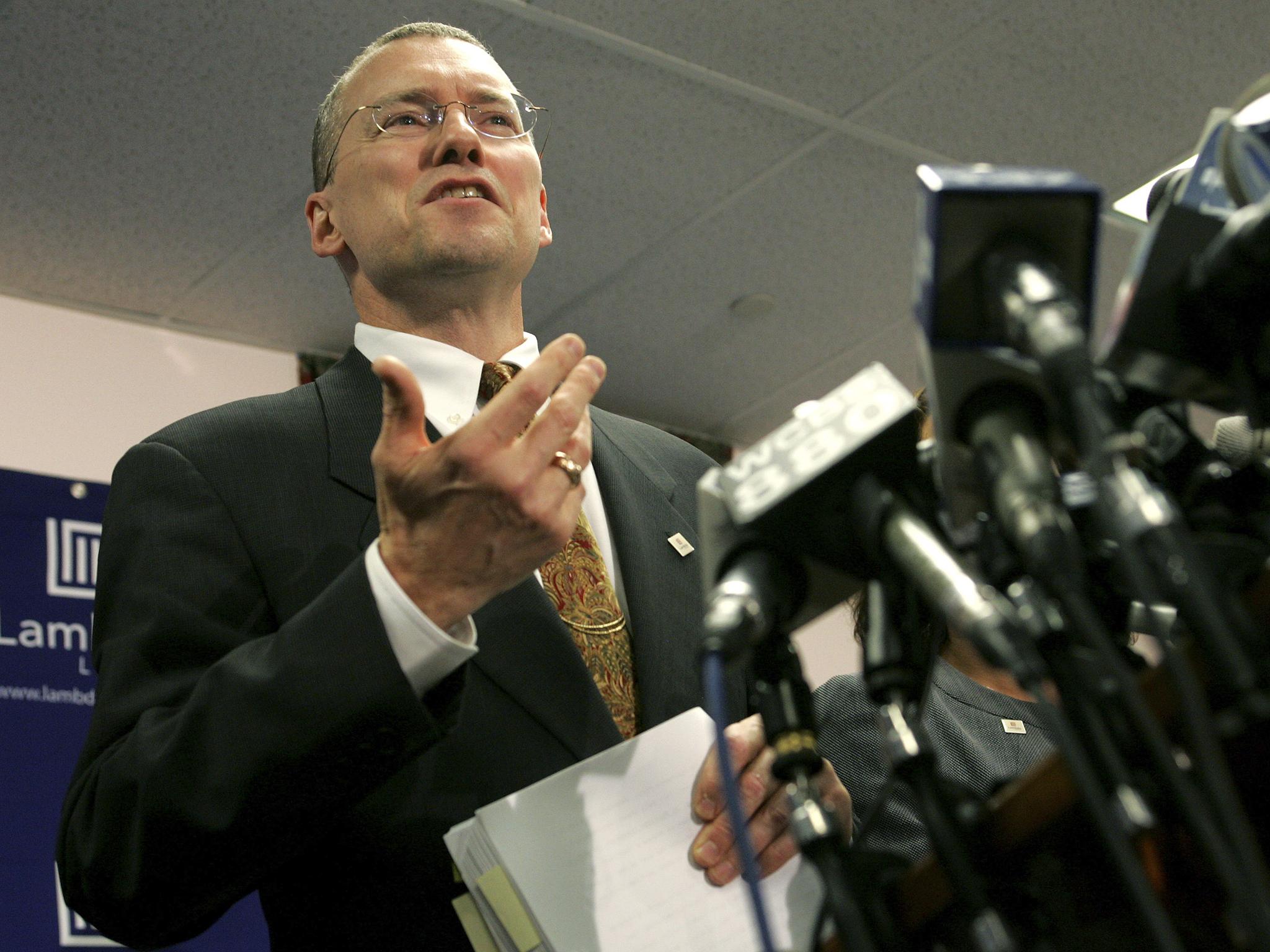 David Buckel speaking during a case in 2008 at a press conference about marriage equality