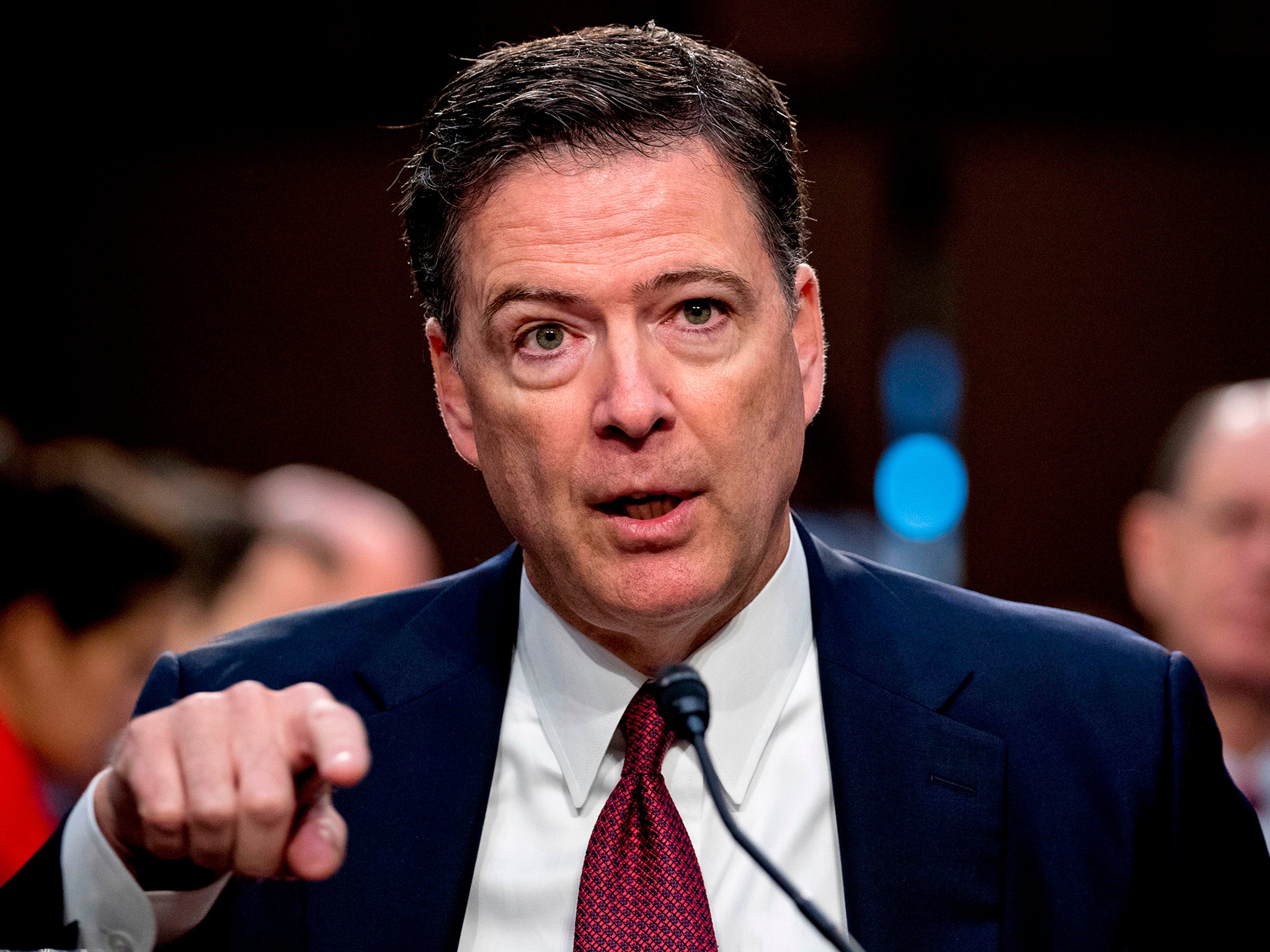 James Comey speaks during a Senate Intelligence Committee hearing