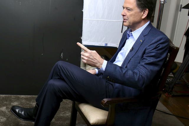 Former FBI Director James Comey recording the ABC interview