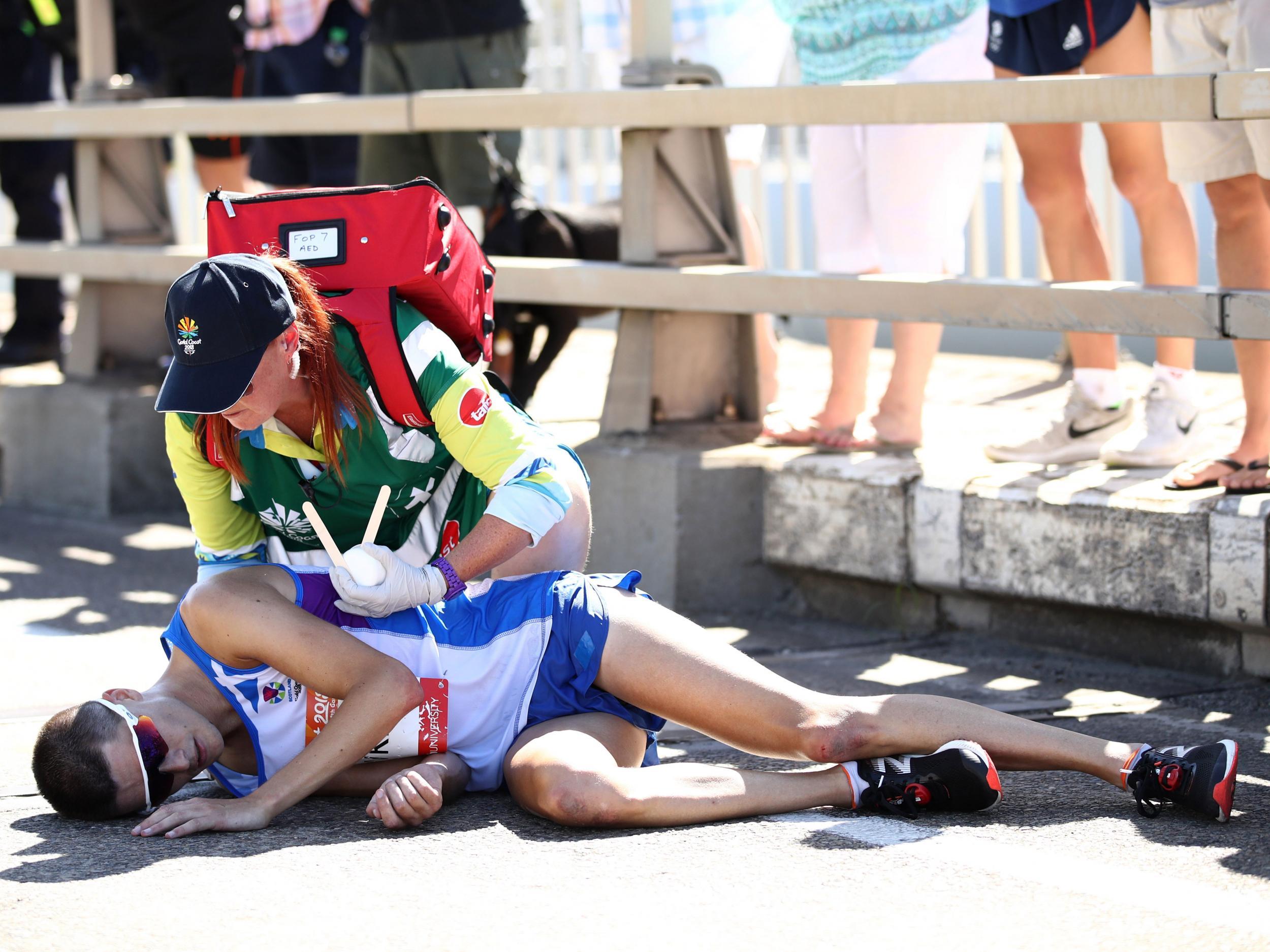 Hawkins collapsed while leading Sunday's race