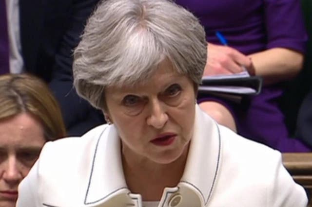 Theresa May has faced questions in Parliament over air strikes in Syria