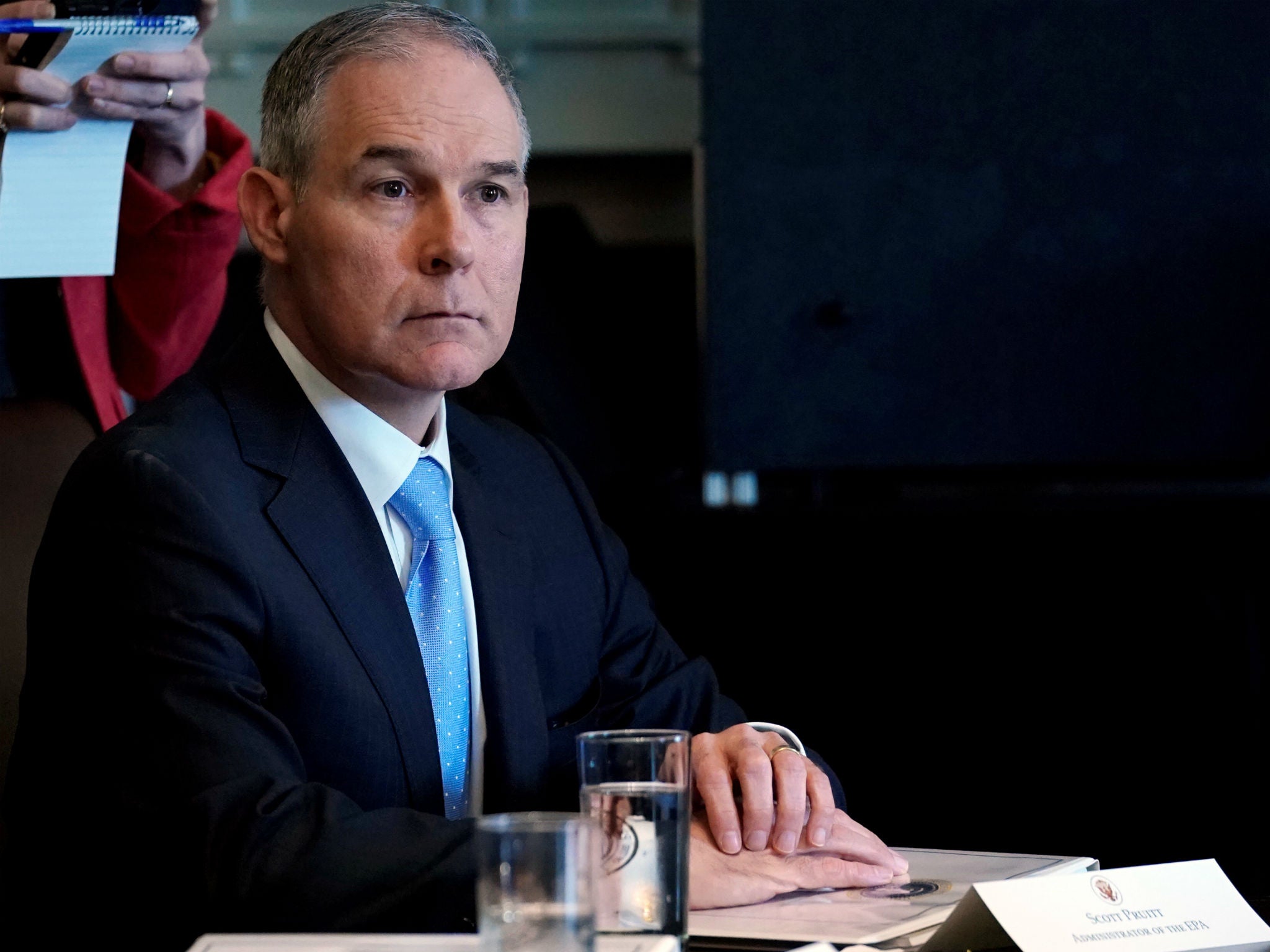 US Environmental Protection Agency administrator Scott Pruitt is the latest member of Donald Trump's Cabinet to be confronted by a concerned citizen in public.