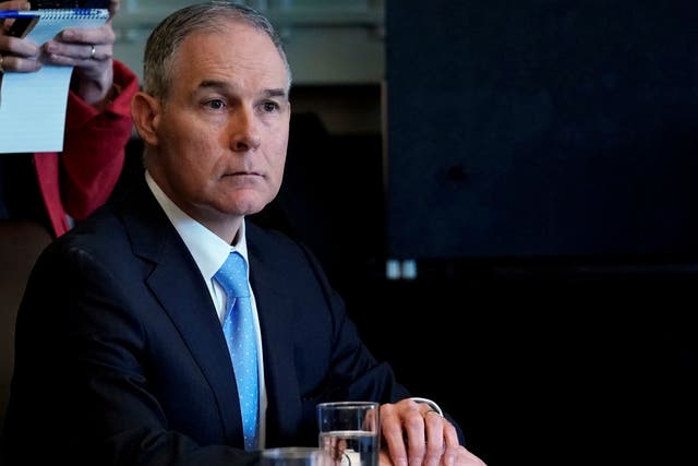 US Environmental Protection Agency administrator Scott Pruitt listens at a cabinet meeting at the White House