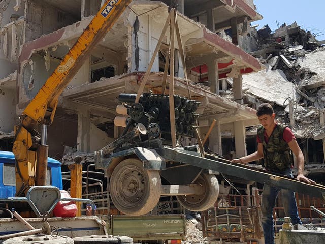 Bombed out civilian apartments once lived in by Islamist rebels in Douma