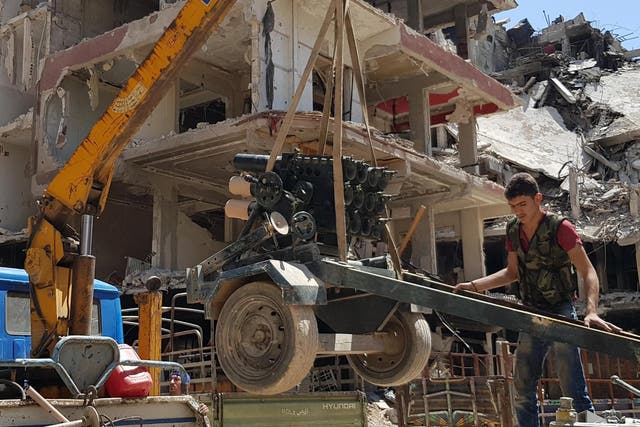 Bombed out civilian apartments once lived in by Islamist rebels in Douma