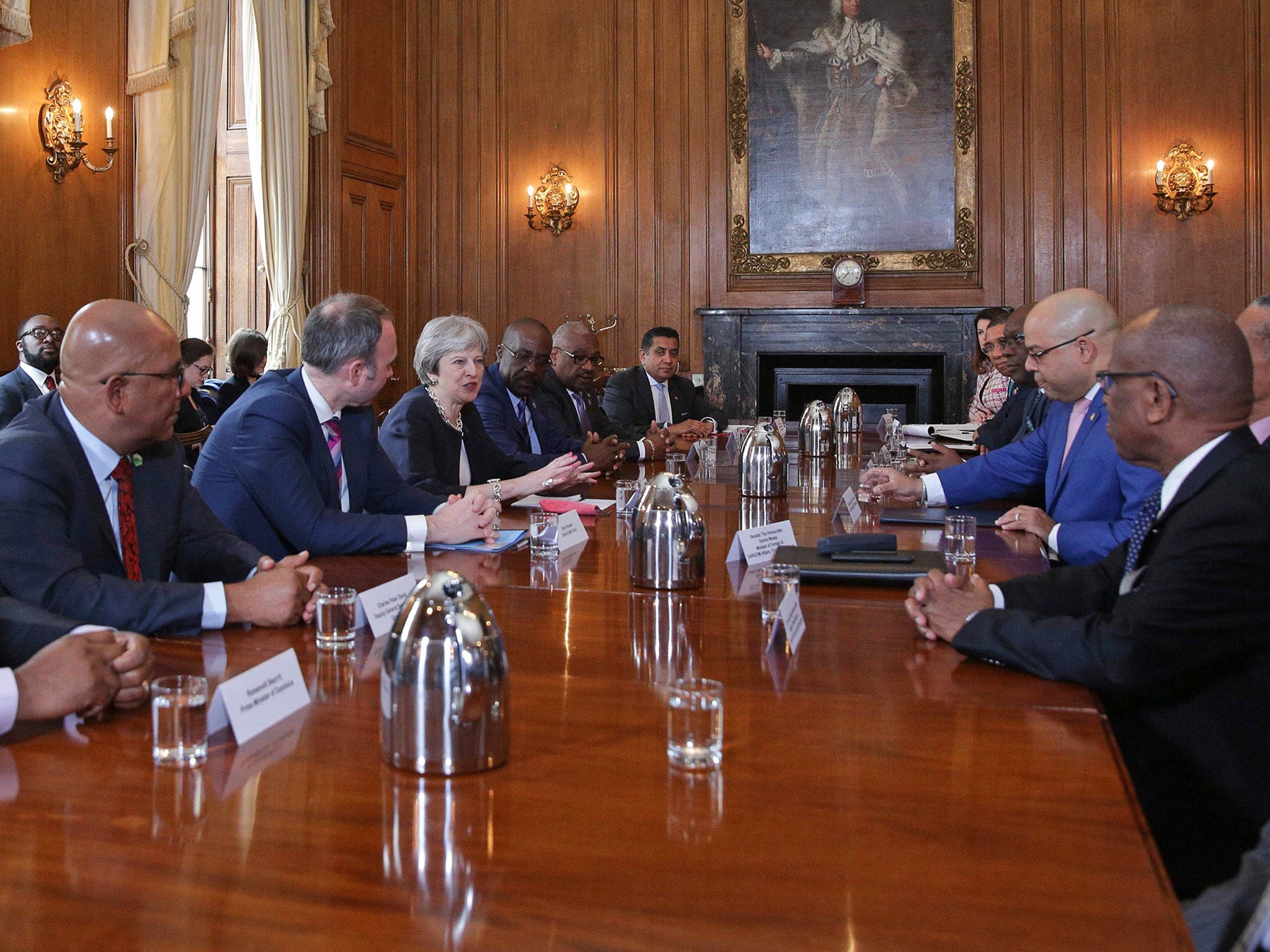 Prime Minister Theresa May hosts a meeting with leaders and representatives of Caribbean countries, at 10 Downing Street on the sidelines of the Commonwealth Heads of Government meeting.