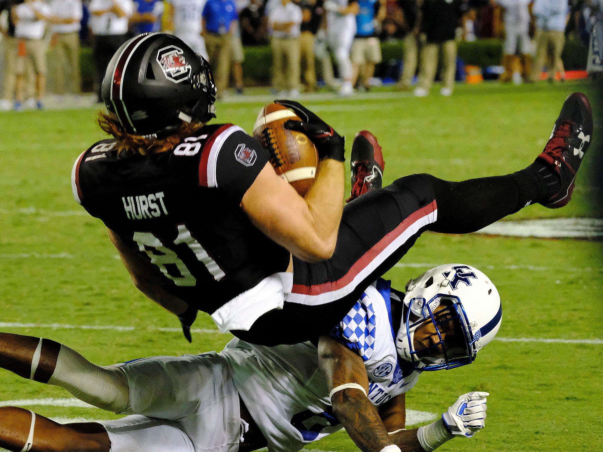 Hayden Hurst is a big-bodied tight end who is likely to go at the tail of round one (Getty)
