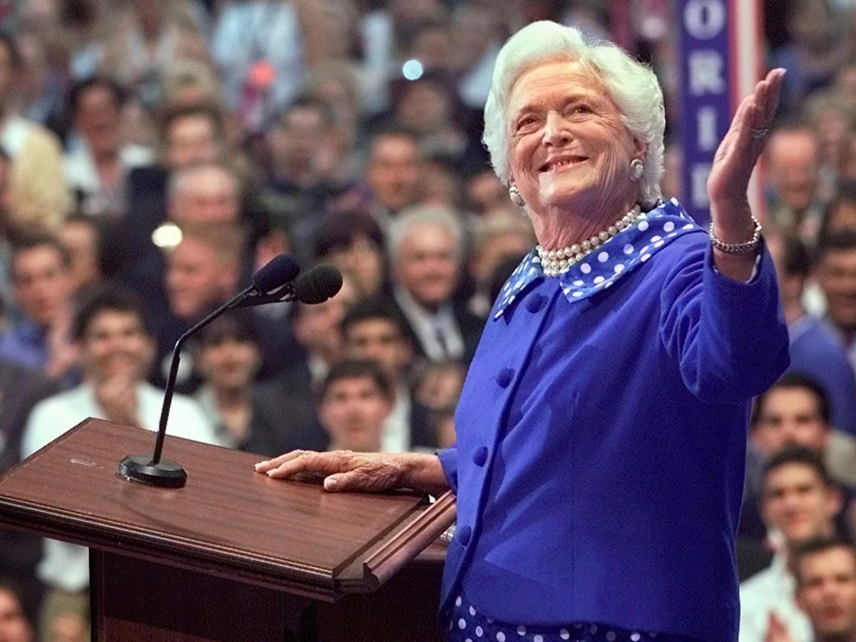 barbara bush blue dress How brought a plain-spoken and grandmotherly style to Washington | The Independent Color:magenta Ivory A-Line Wedding Dress off-the-shoulder prom dresses She also discusses the