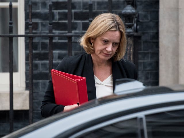 Amber Rudd leaves after an emergency cabinet meeting at Downing Street