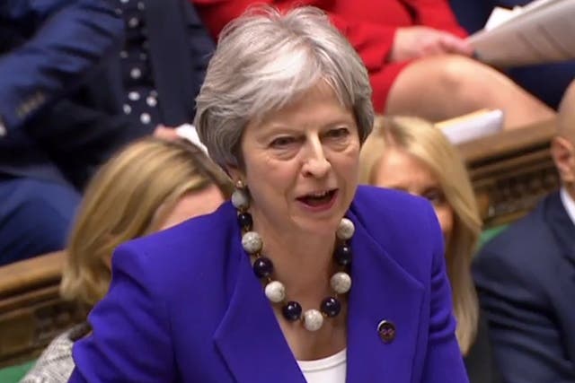 Prime Minister Theresa May speaking during PMQs