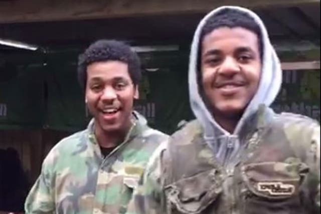 A still from a video showing the Alsyed brothers at the paintball camp where they practiced to fight alongside Isis