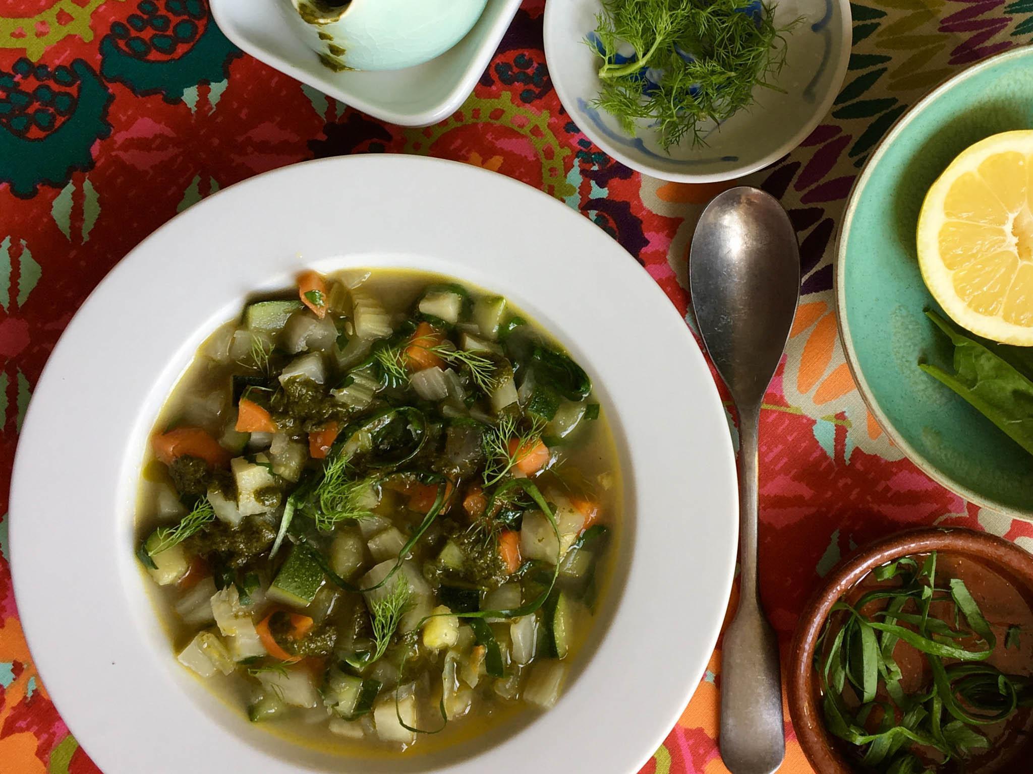 Frond farewell: keep the leafy trim from the fennel and celery to use as garnish