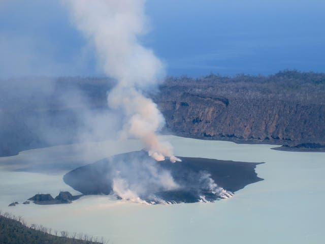Smoke and ash emanates from the Manaro volcano on Vanuatu's northern island Ambae in October