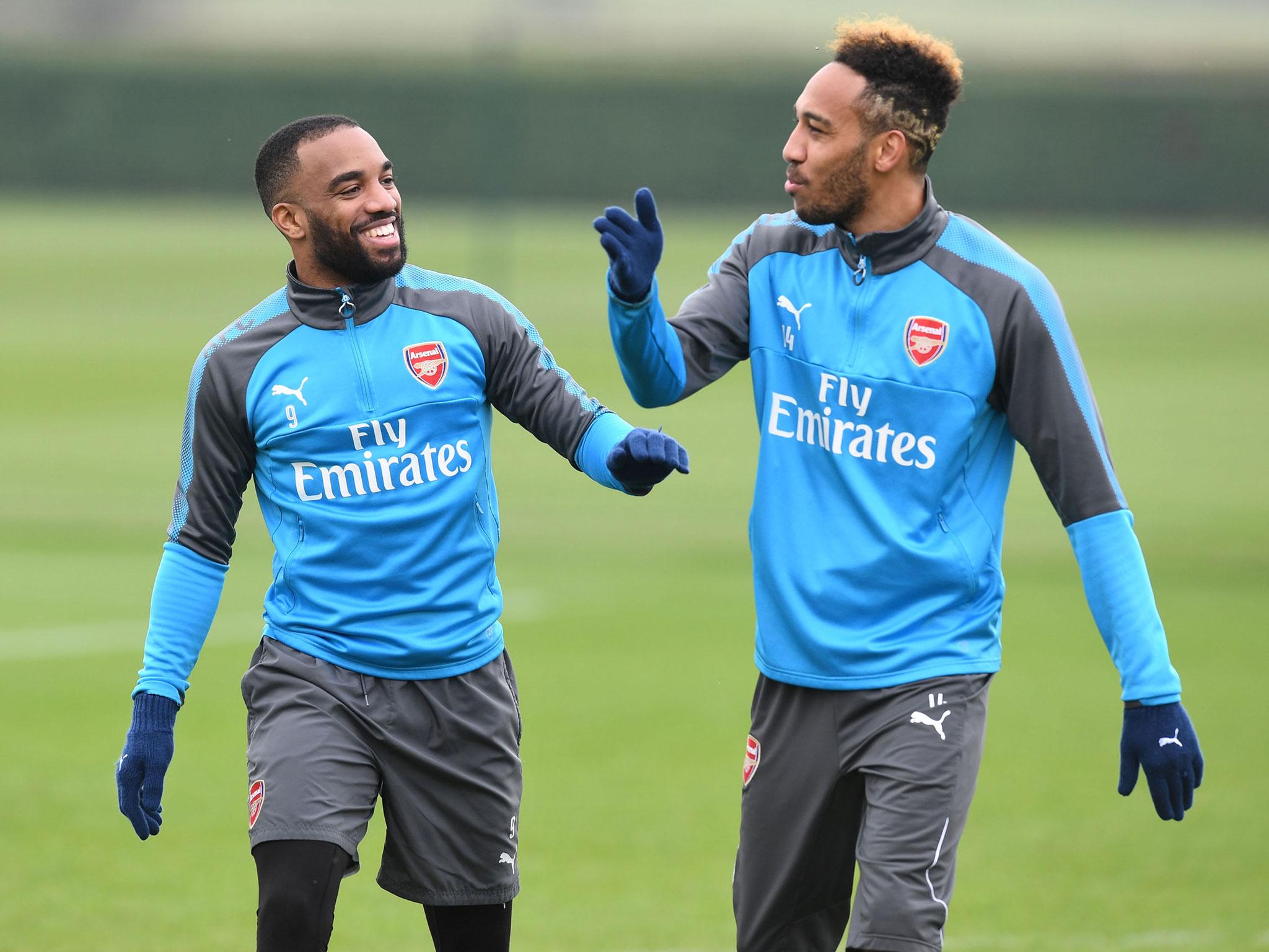 The pair in training at Arsenal