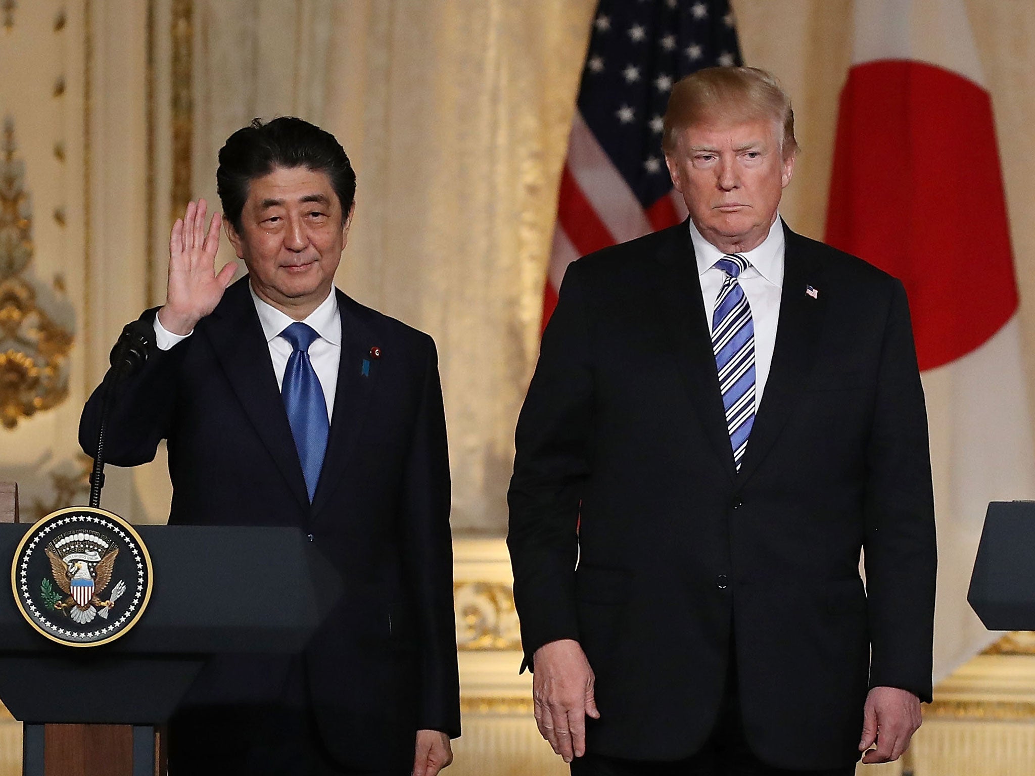Donald Trump and Shinzo Abe say they have agreed to start talks on new 'free, fair and reciprocal' trade agreement