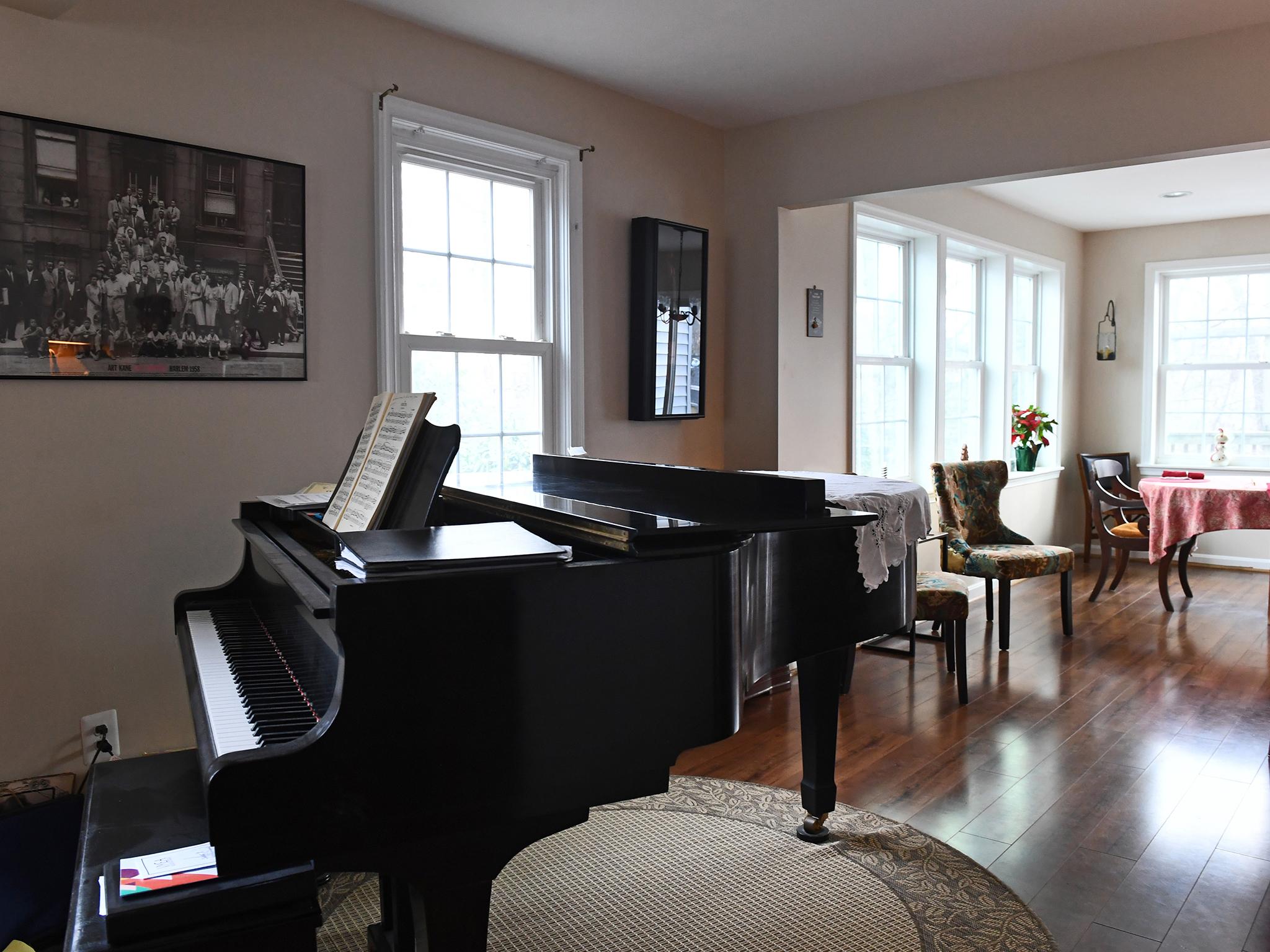 Music is a large part of the family’s lives and a communal space housing a piano has become the focal point of the home