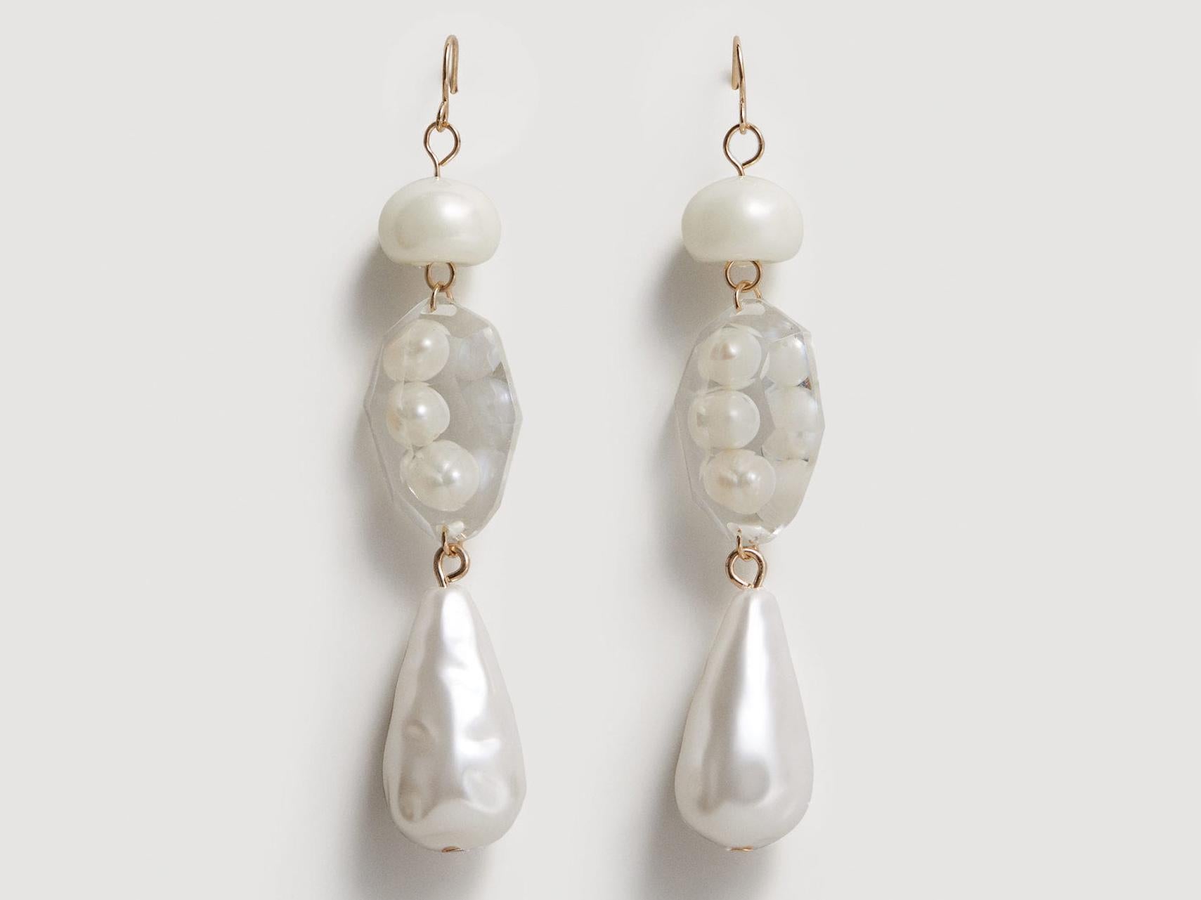 Pearl-Effect Crystal Earrings, £12.99, Mango