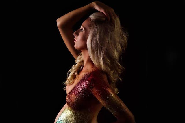 Samantha Gadd covered half her body in multi-coloured glitter for the photoshoot