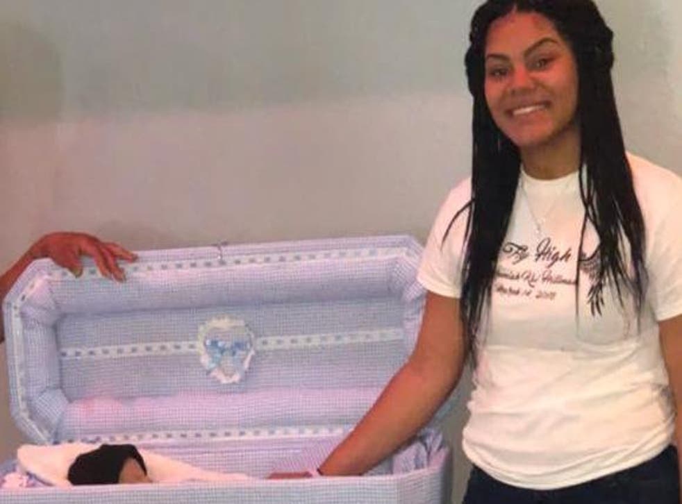 The new mum shared photos of her son in his casket on social media (Facebook)