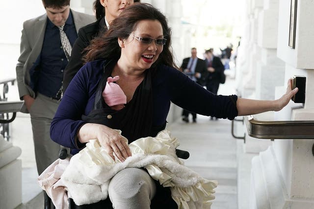 Ms Duckworth is also the first woman to give birth as a sitting US senator