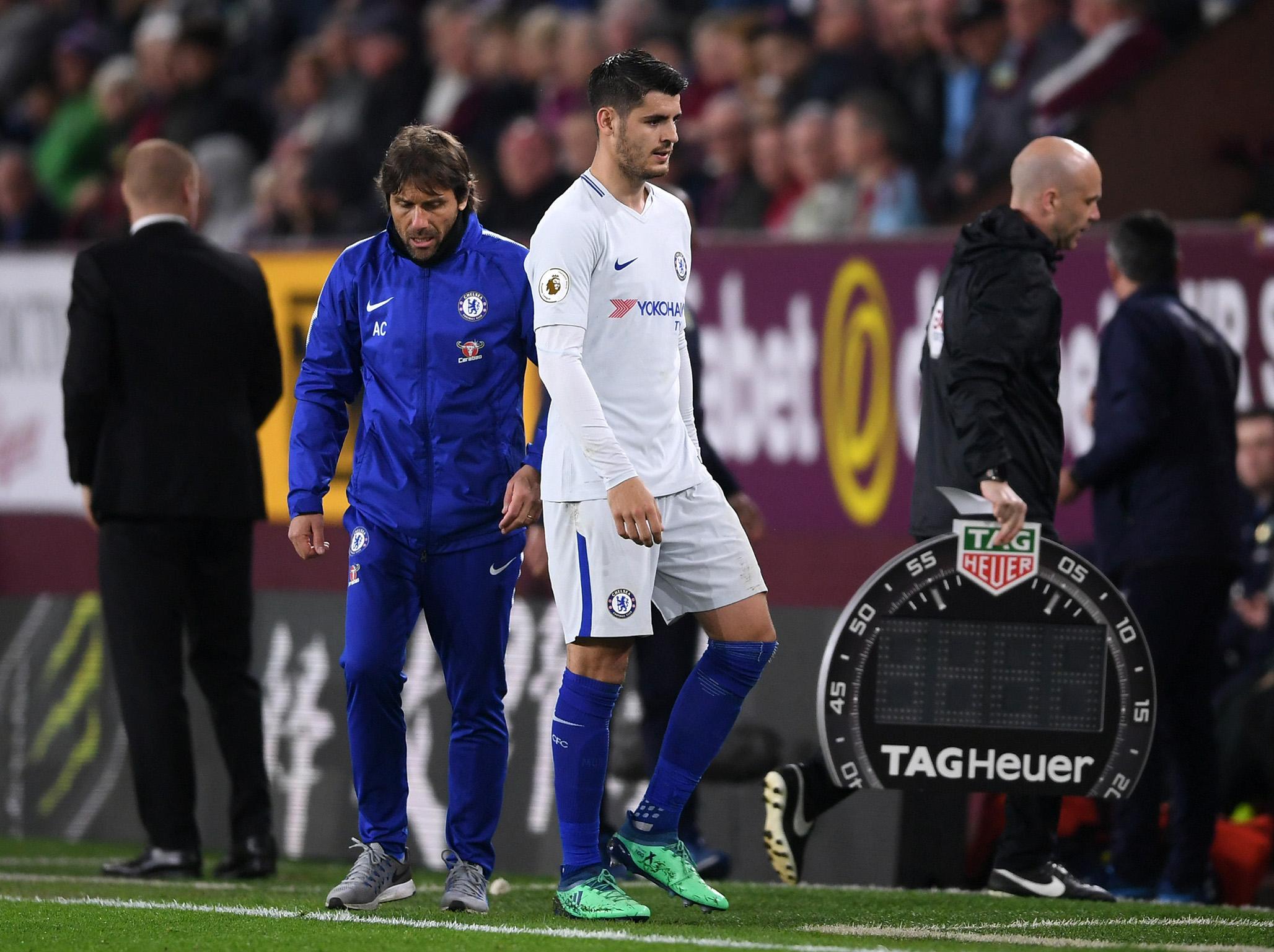 Alvaro Morata angry with himself, not me, insists Antonio Conte after striker shows fury during win over Burnley