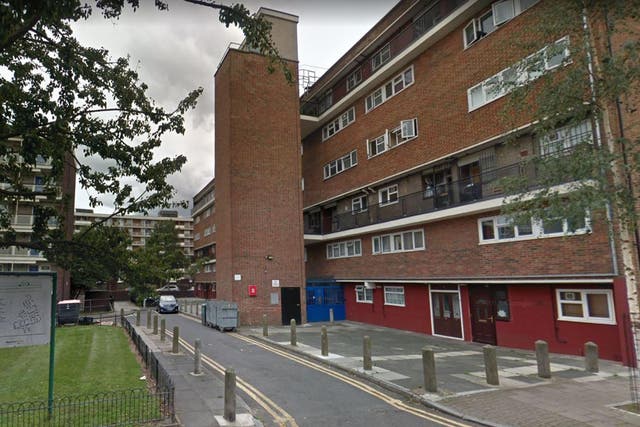 Wimbourne Court in Hoxton, where a woman was stabbed on Thursday afternoon