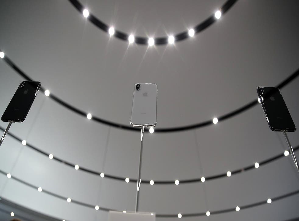 The new iPhone X is displayed during an Apple special event at the Steve Jobs Theatre on the Apple Park campus on September 12, 2017 in Cupertino, California