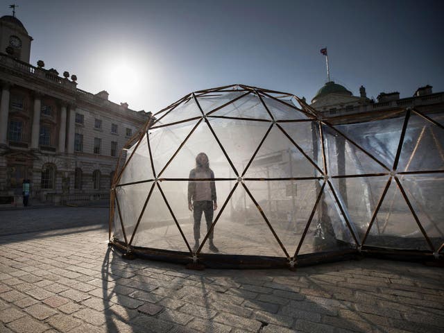 One of the Pollution Pods on display at Somerset House