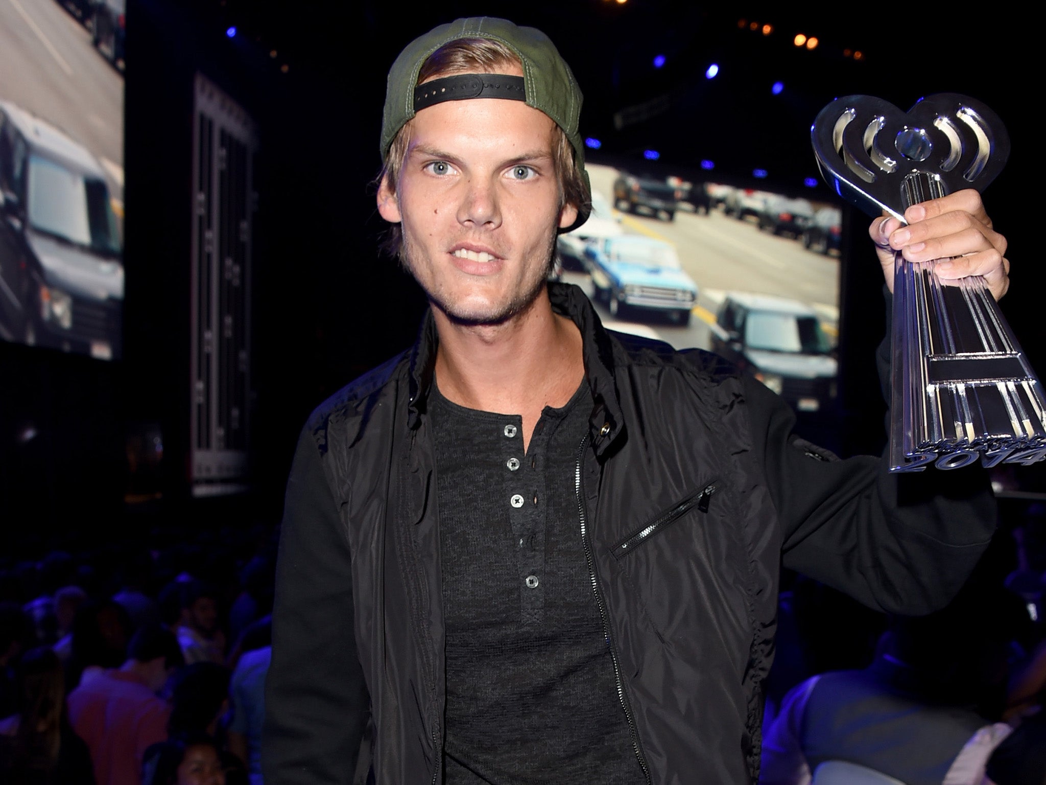 Avicii backstage at the 2014 iHeartRadio Music Awards in Los Angeles where he won EDM Song of the Year (Getty/Clear Channel)
