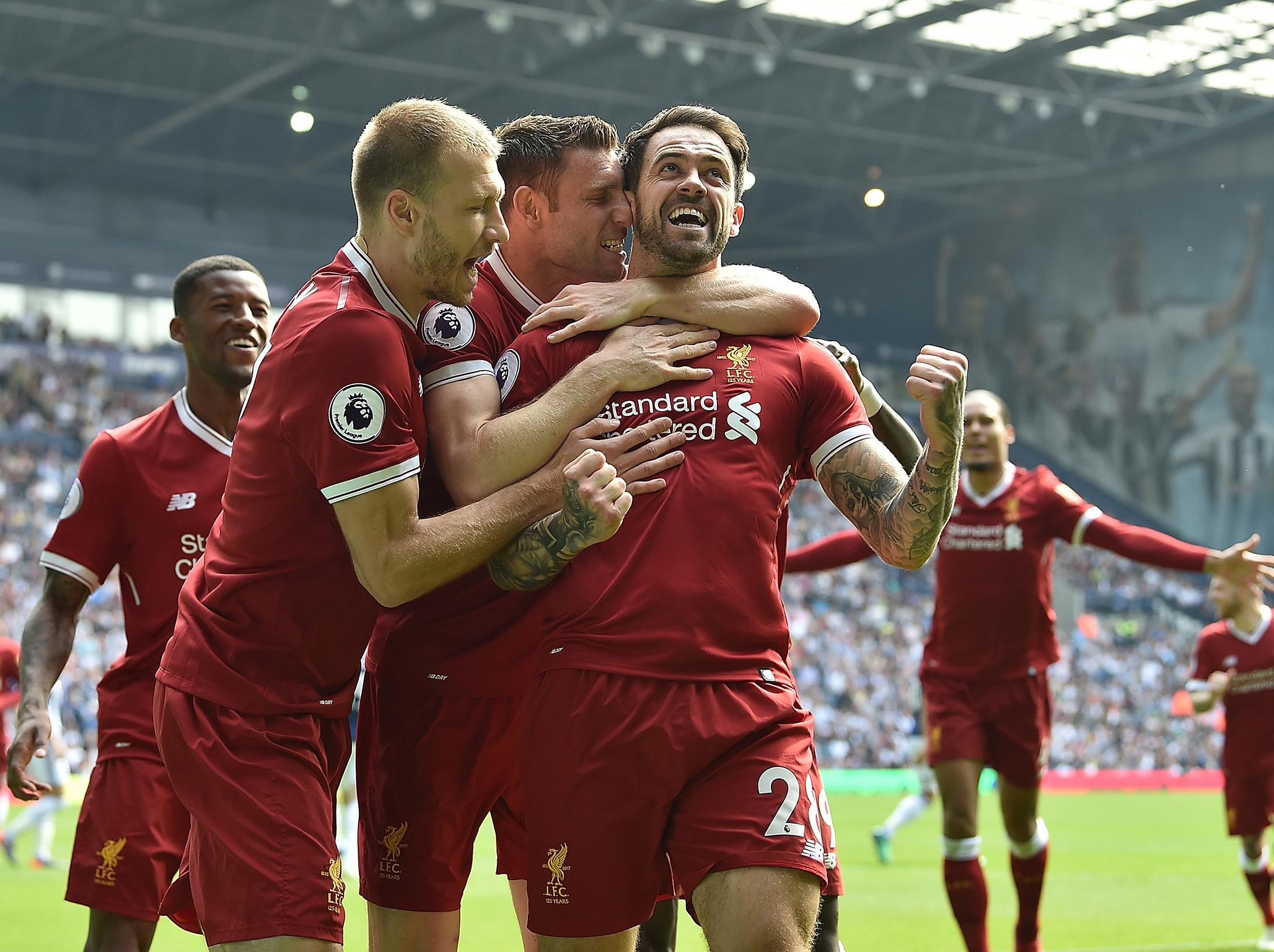 Danny Ings celebrates scoring Liverpool’s opener