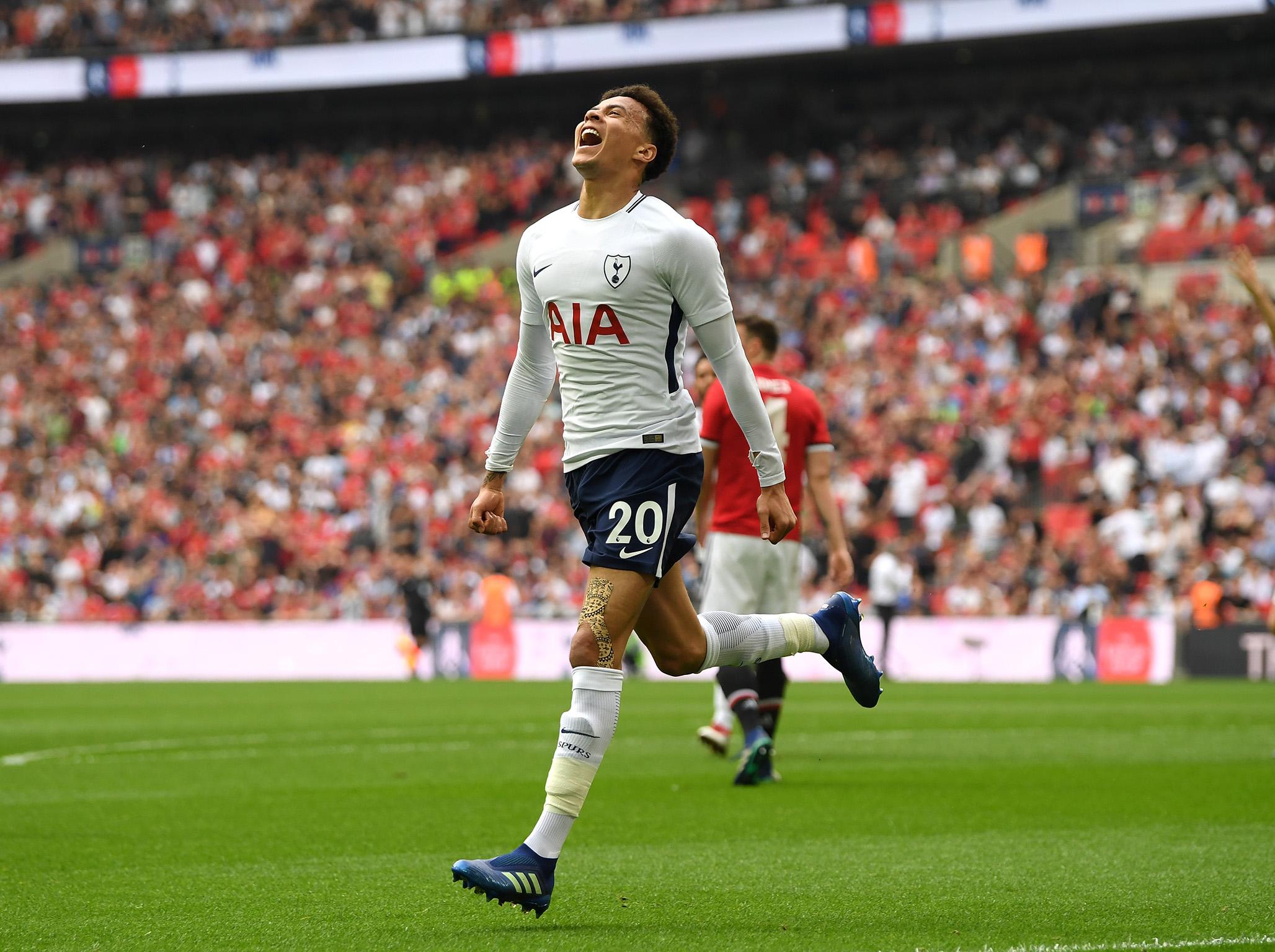 Dele Alli celebrates scoring Tottenham’s opener