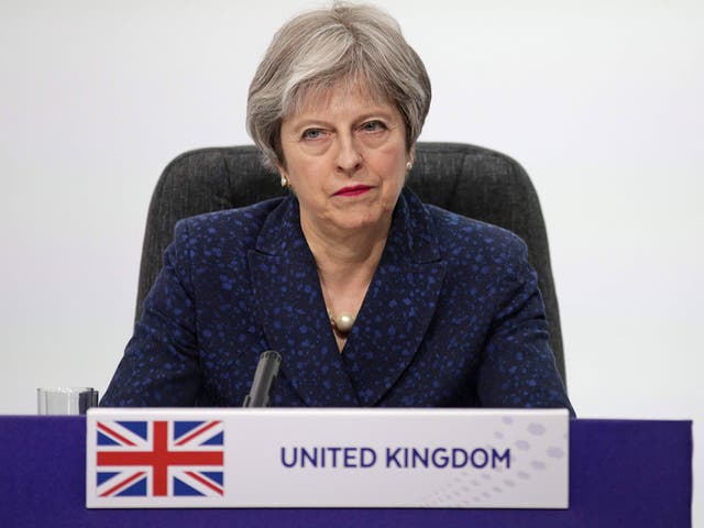 Prime Minister Theresa May attends the closing press conference of the Commonwealth Heads of Government Meeting