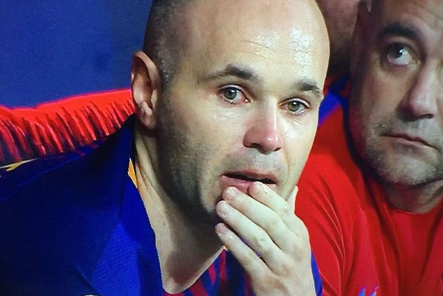 Andres Iniesta was visibly emotional after what will likely be his last-ever final with Barcelona