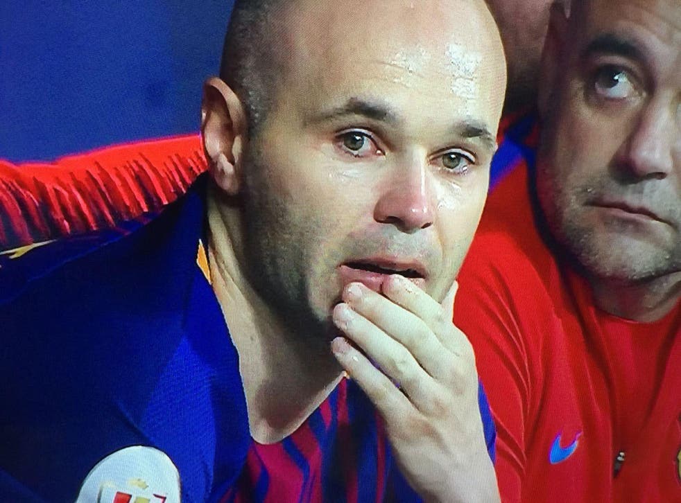 Andres Iniesta was visibly emotional after what will likely be his last-ever final with Barcelona