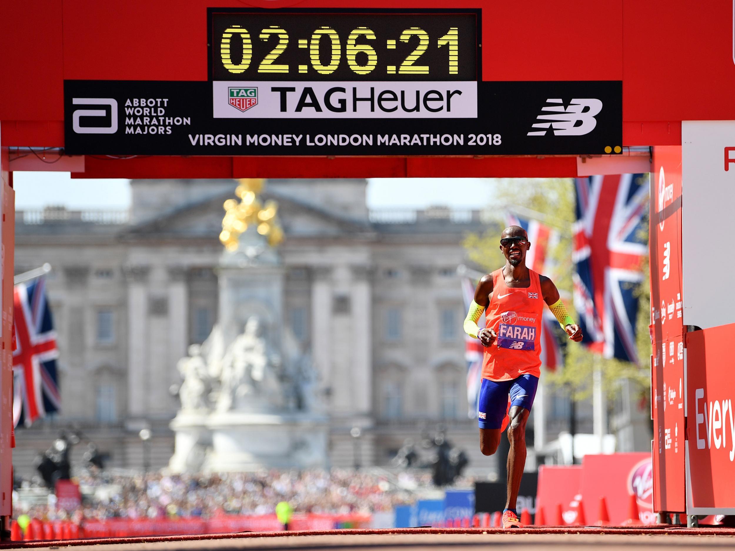 The Olympic 5,000m and 10,000m champion crossed the line in a record time