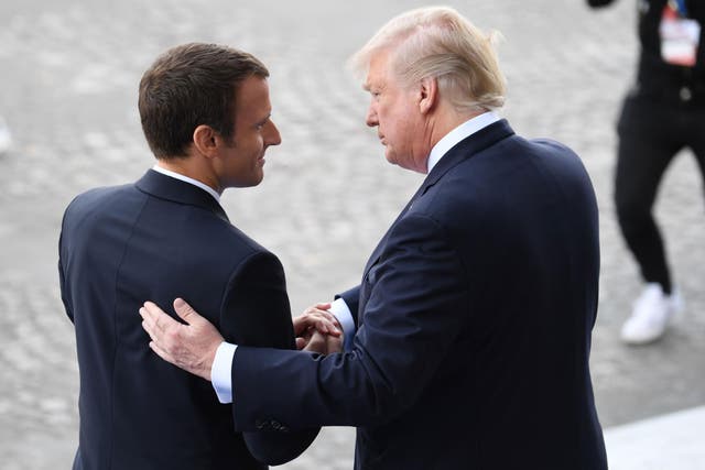 Emmanuel Macron bids farewell to US counterpart Donald Trump after the annual Bastille Day military parade in Paris.