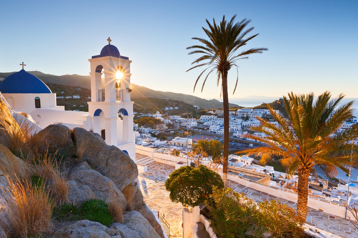 Chora boasts whitewashed buildings topped by blue roofs