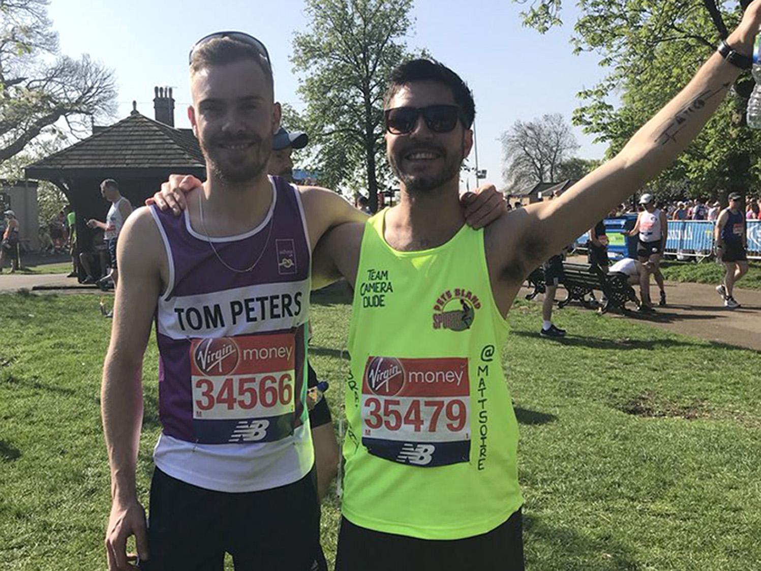 Matt Campbell on the right was running his second marathon in two weeks